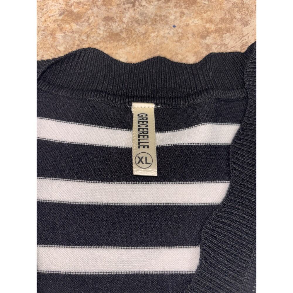 Women’s Lands End LS Mariner Crew neck Tee Navy White Stripe XL Nautical - Picture 2 of 5